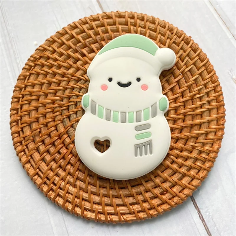 1pcs 실리콘 크리스마스 눈사람 Teether Molar Teether 구슬 DIY Pacifier 체인 쥬얼리 액세서리