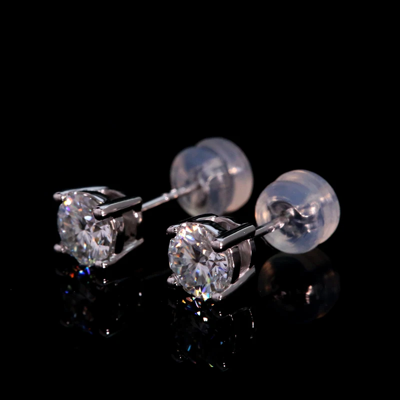 14K White Gold Moissanite Stud Earring White Moissanite 1CTW 5mm