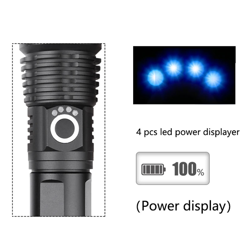 Горячая XHP50 мощный светодиодный фонарик USB зум факел XHP50 алюминиевый сплав фонарь I88#1