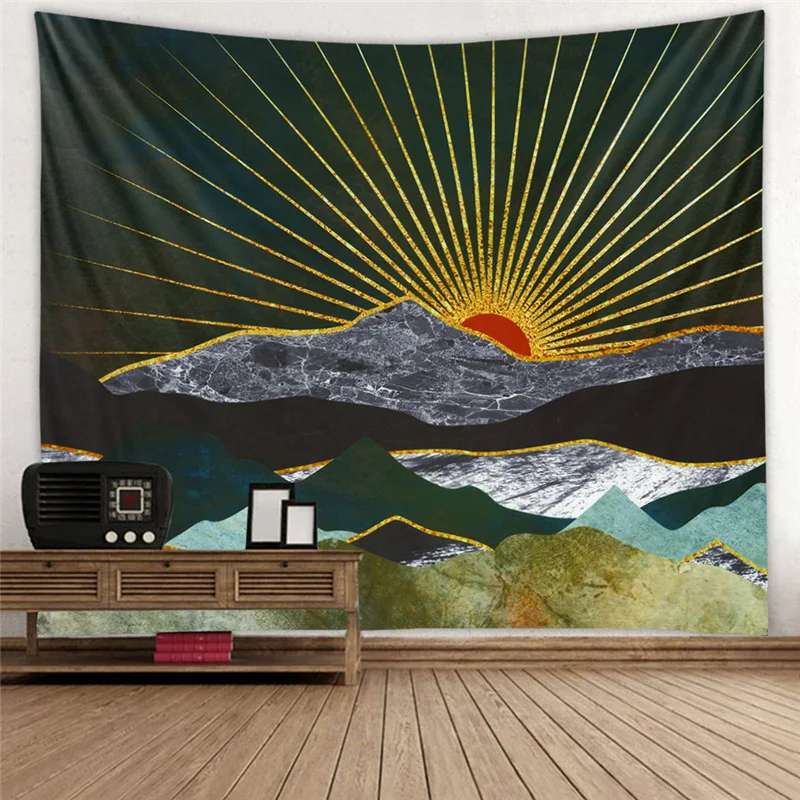 Nordic Psychedelic Tapestry landscape Tapestry Macrame Wall Hanging Abstract Hippie Boho Wall Carpet Cloth Home Decorations
