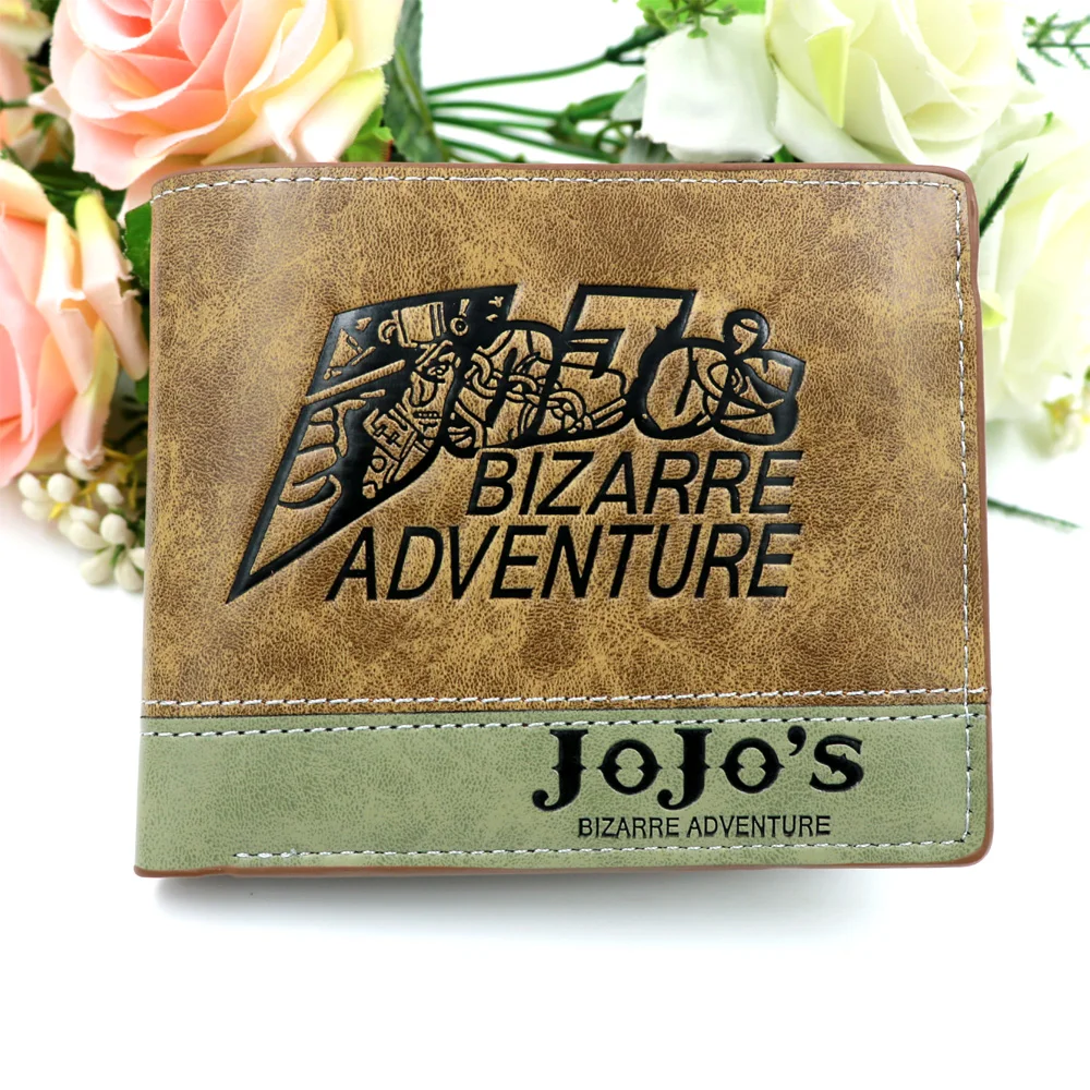 Аниме JoJo Необычные Приключения хаки из искусственной кожи бумажник с застежкой-молнией портмоне - Цвет: JOJO-1