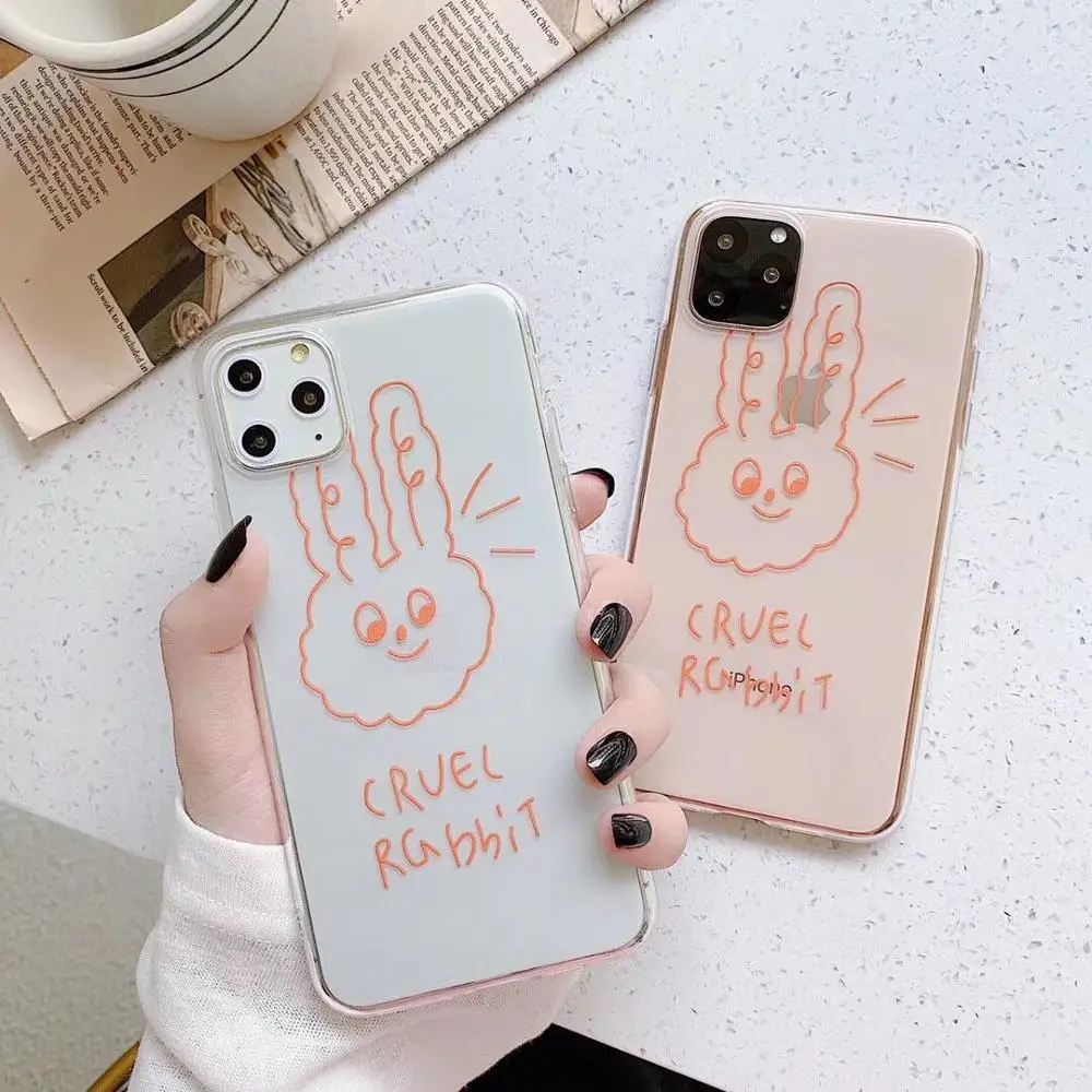 ORYKSZ прозрачный кремний чехол для телефона с милым кроликом iPhone 11 Pro Max XR XS 6 6S 7 8 Plus X