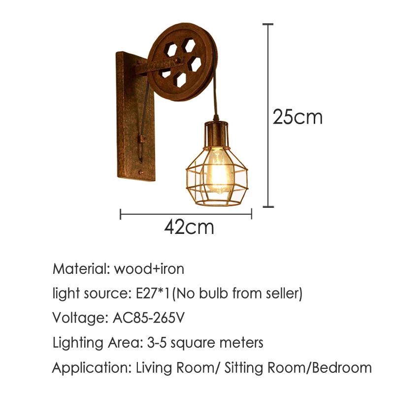 Настенный светильник в стиле ретро регулируемый подъемный шкив|sconce light|pulley wall