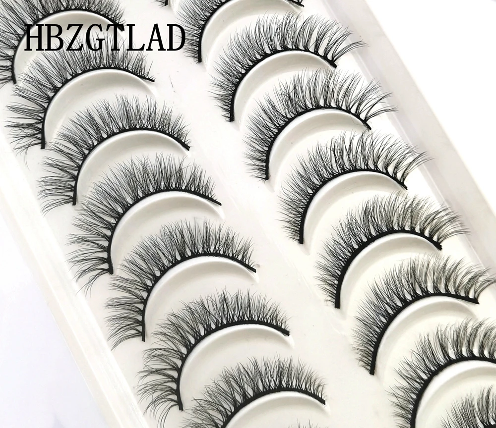 NEW 10 pairs Handmade 3d mink lashes short soft False Eyelashes Cross Messy Dense Natural Eye Lashes Extension Makeup Kit Cilios | Красота и