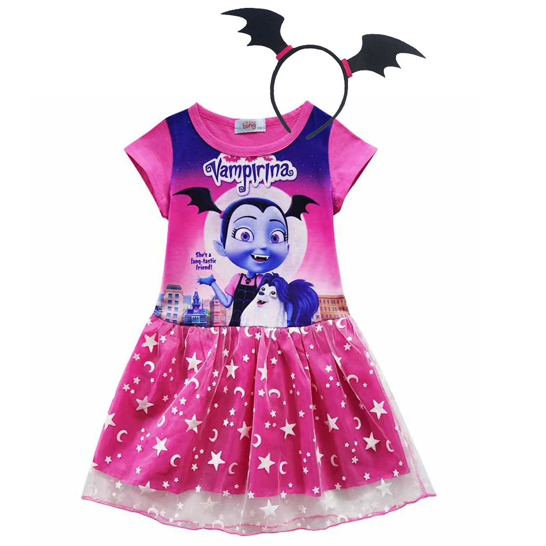 От 3 до 10 лет модное летнее платье для девочек; вампира для ребенка, платье принцессы Vampirin Детские платья с принтом для девочек, одежда, костюм для Хэллоуина