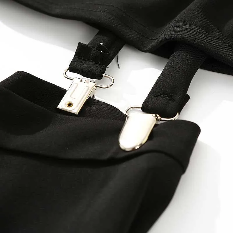 NiceMix Harajuku женское платье с ручной вышивкой розы, Черное короткое мини-платье трапециевидной формы в стиле панк, женские комплекты, новинка, два предмета