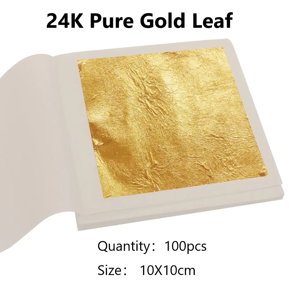 

24K Gold Foil Edible Gold Leaf Sheets for Cake Decoration Steak Real Gold Paper Gold Flake Cooking Drink Food Dessert Gold Leaf