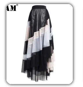 [EAM] High Elastic Waist Green Drawstring Wide Leg Long Trousers New Loose Fit Pants Women Fashion Tide Spring Autumn 2020 1X847