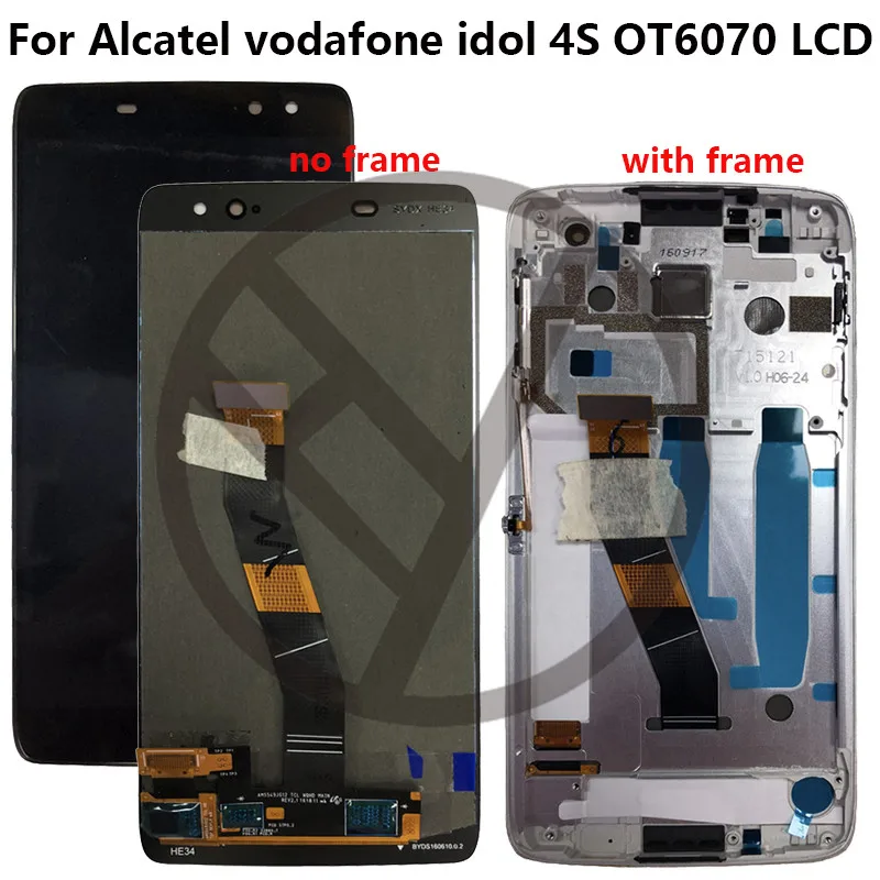 

For Alcatel vodafone idol 4S OT6070 6070k 6070y 6070 LCD Display + Touch Screen Digitizer Full Assembly OT 6070 lcd with frame