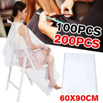 

50/100 Pcs Disposable Hairdressing Capes Waterproof Apron Cutting Perm Dye Hair Cape Barber Transparent Hairdressing Cloth