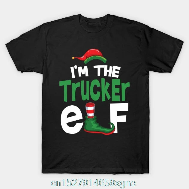 Одинаковые рождественские футболки с принтом I'm The Trucker Elf для всей семьи