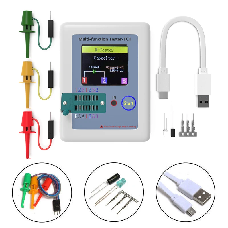 

LCR-TC1 TC1 Colorful Display Multifunctional TFT Backlight Transistor Tester For Diode Triode Capacitor Resistor Transistor