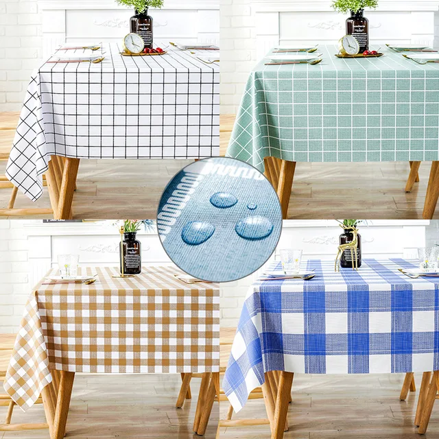 Tovaglia stampata con griglia rettangolare spessa in plastica PVC, impermeabile, resistente all'olio, per la cucina di casa, tavolo da pranzo, colth, tappetino, tovaglia 1