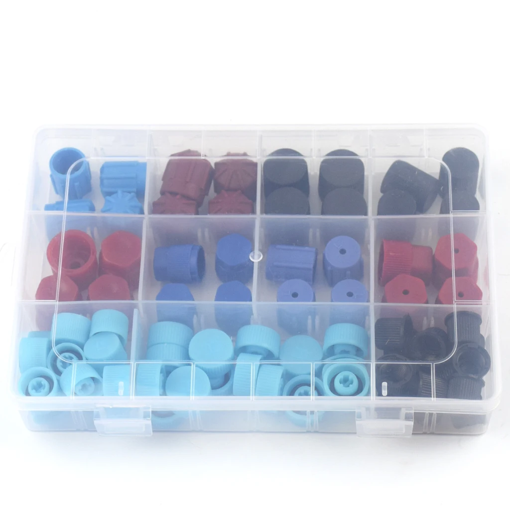 Car Auto R134a 77x AC A/C System Valve Core Dust Caps Set Air Seal