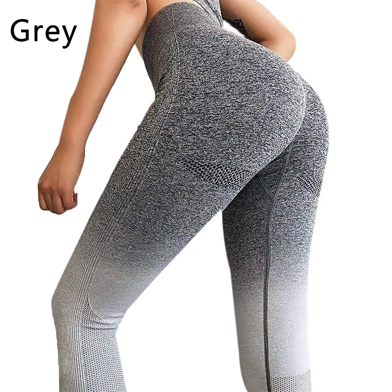 Женские штаны для йоги, спортивные Леггинсы для спортзала, компрессионные колготки с высокой талией, Бесшовные штаны, эластичные леггинсы для бега, фитнеса, хип-хоп, пуш-ап - Цвет: grey