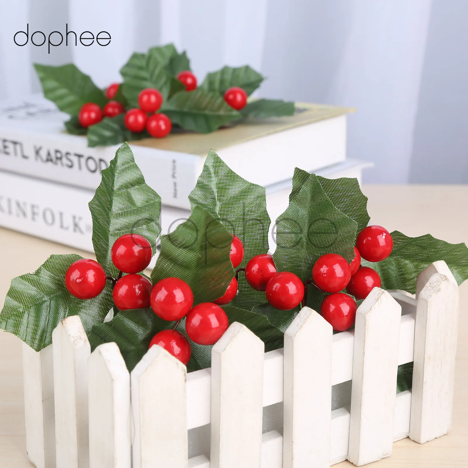 Dophee 10 шт. искусственные листья + ягоды Холли для свадебной вечеринки домашнее