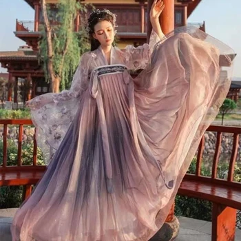 

Flower God Fu Hanfu Women Chinese Hanfu Chest Skirt Cosplay Costume Set (The Hem Circumference Of The Skirt Is 6 Meters) - XS