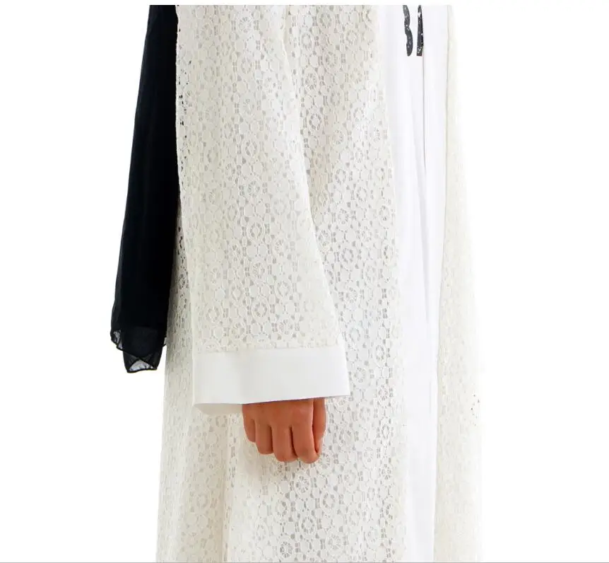 Новая женская мусульманская одежда платье для намаза Арап Elbisesi кафтан Бурка Женская белая Абая халат Hidjab кружева индонезийский кардиган KJ