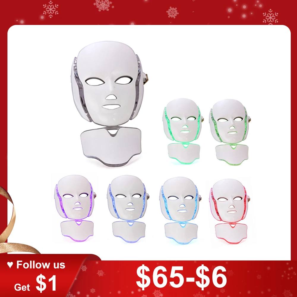 7 Colors Led Facial Mask Rejuvenation Photon Therapy Anti-againg Machine Light Therapy Acne Neck Skincare Mask Skin Mouisture