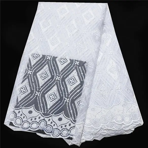 Белая кружевная ткань высокое качество кружевная нигерийская кружевная ткань для женщин платье Африканский тюль кружево с камнями 5 ярдов за штуку - Цвет: 3