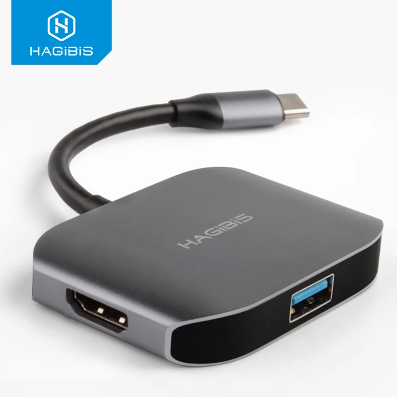 USB концентратор Hagibis 3 в 1 Тип C адаптер HDMI VGA 4K видео HD Суперскоростной 0 для Macbook Air Pro