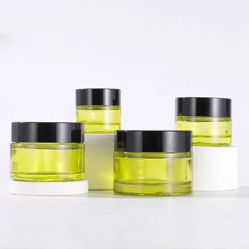 50pcs 10-50G Olive Green Mini Glass Empty Jar Pot Cosmetic Makeup Inner Lid Face Cream Lip Balm Container My Refillable Bottles 3