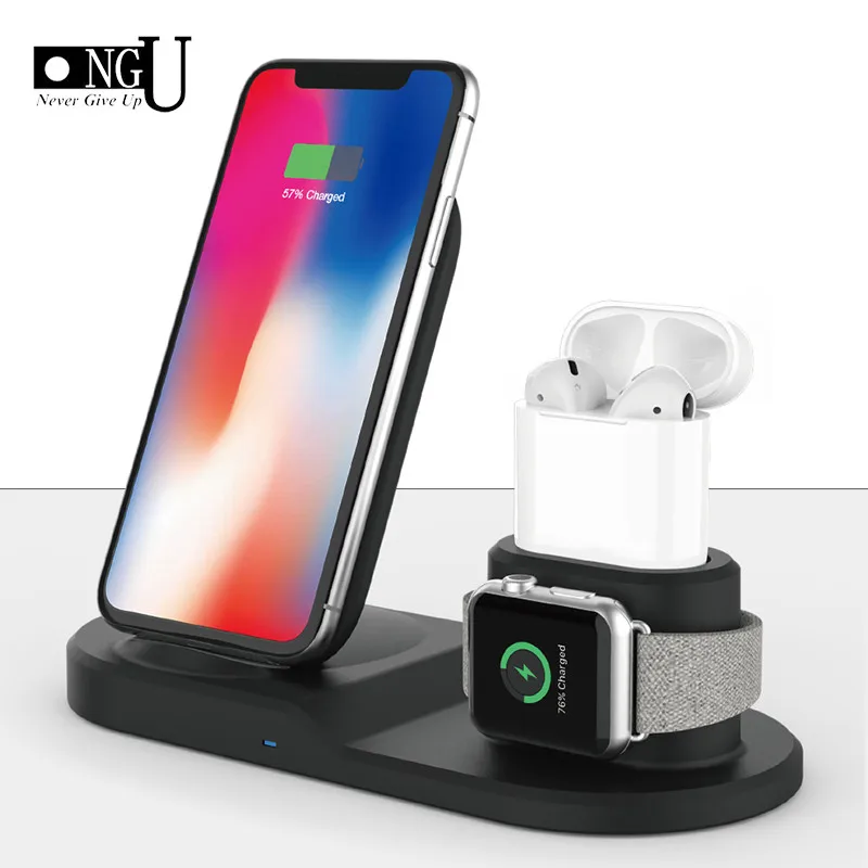 3 in 1 Fast Wireless Charger Dock Station Charging For iPhone XR XS Max 8 for Apple Watch 2 4 AirPods Holder | Мобильные телефоны и