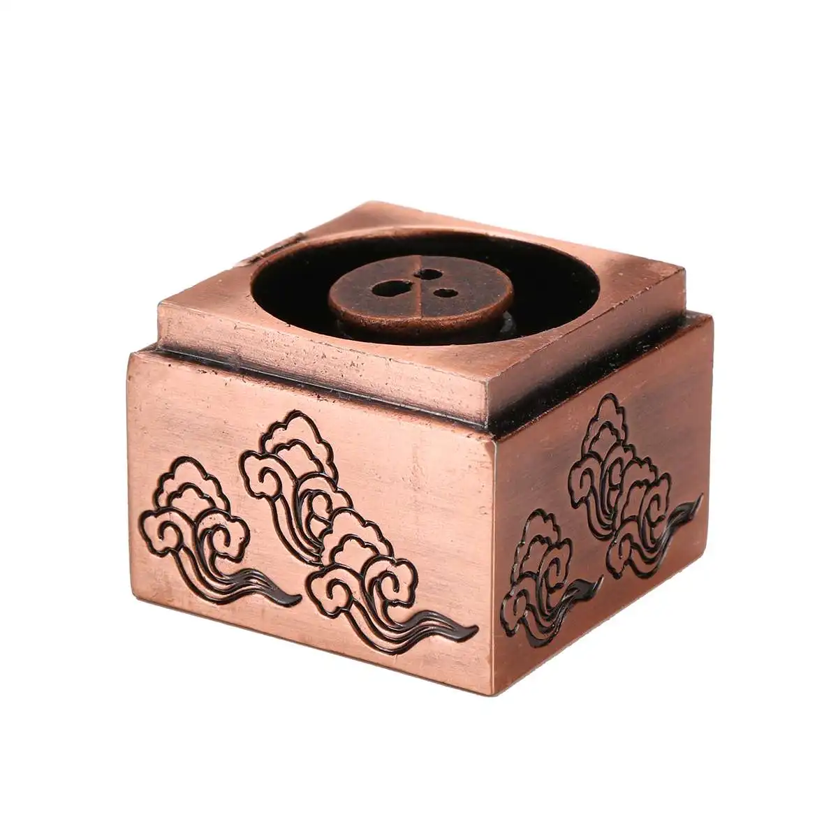 Vintage Incense Ancient Hollow Burner Box Bronze Alloy Buddhist Sculpture Base Natural Sandalwood Incense Metal Buddha Holder