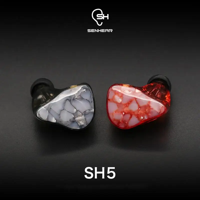 Senhear SH5 5 Balanced Armature Noise Cancelling DJ Monitor Studio Hifi Music Bass Audiophile Earphones Earbuds Detachable Cable