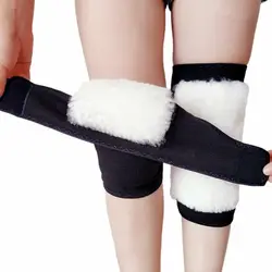 DIMI Men Women Winter Sheepskin Wool Thermal Knee Joints Warmers Flexible Pads Protector Thick Solid Color Warmth