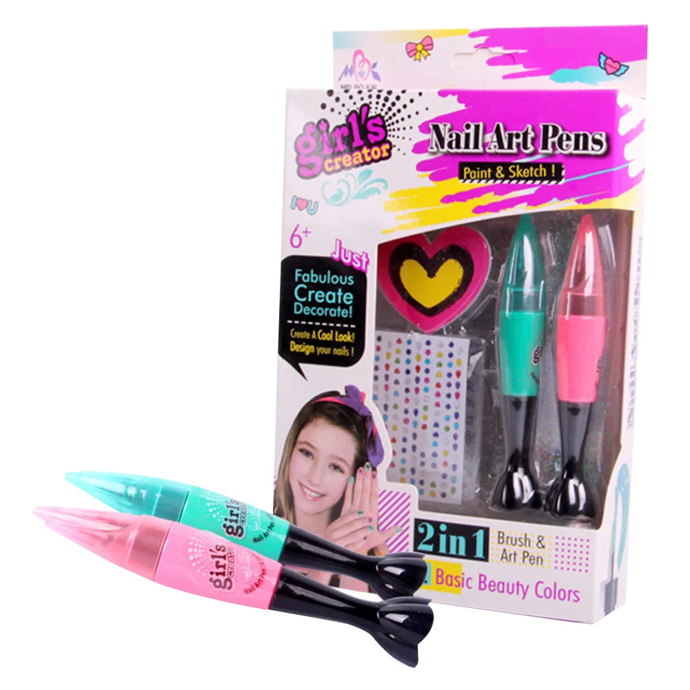 

Children's Nail Art Pen Set Non-toxic Makeup Toy Nail Polish Set 3D Nail Art DIY Decoration Play House Toys For Children Gifts