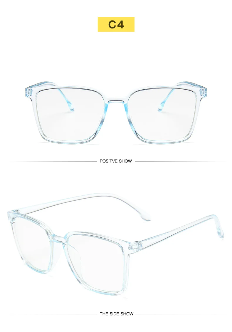 Классические квадратные очки в стиле ретро, оправа для мужчин и женщин, простые однотонные Прозрачные плоские очки, модифицированное лицо, анти-инфракрасный - Цвет оправы: 4