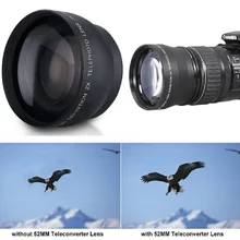 Профессиональный телеобъектив Cewaal для камеры Nikon D5100 D3200 D70 D40, 52 мм, увеличение 2x, цифровые камеры Профессиональный телеобъектив Cewaal для камеры Nikon D5100 D3200 D70 D40, 52 мм, увеличение 2x, цифровые камеры