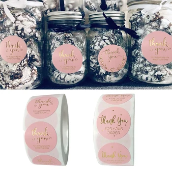 

500pcs/roll Thank You Sticker For Business Self Adhesive Envelope Gift Packaging Paper Sealing Party Stationery Foil Wedding