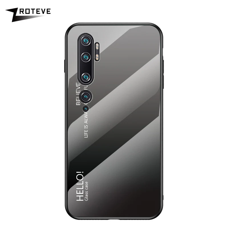 Серый Note 10 Pro Чехол Zroteve силиконовая рамка стеклянная крышка для Xiaomi mi Note 10 чехол обесцвечивающее стекло задняя крышка Xia mi Xio mi Note 10 - Цвет: Серый
