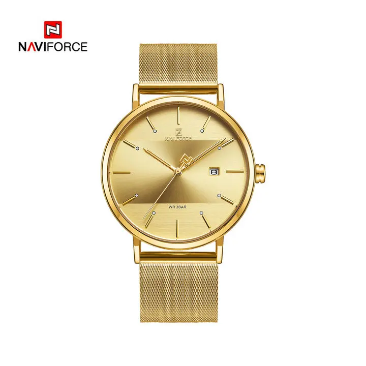 NAVIFORCE, пара наручных часов, модные повседневные кварцевые часы, женские аналоговые часы, ультра тонкие часы для мужчин, подарок для влюбленных, стальной ремешок - Цвет: LADY GOLD GOLD