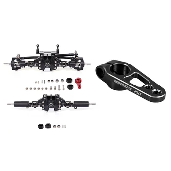 

25T Servo Horn Arm M3 Clamp Steering Gear with SCX10 Metal CNC Anodized Full Front Rear Portal Axle Black