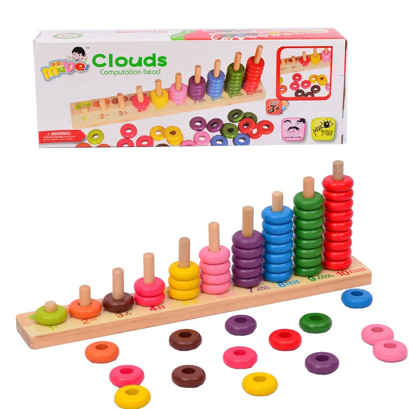 Детская развивающая игрушка с числами, с расчетом, Радужное кольцо, облачный чехол, колонна, Обучающие приспособления Монтессори, расчетная рамка Ma