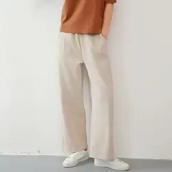 Мода Досуг в полоску, с высокой талией женские брюки с широкими штанинами 2019 Новая Осенняя Корейская свободная полная длина Универсальные