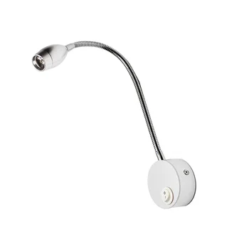 

3W LED Hose Lamp Flexible Arm Bedside Mounted Reading Acrylic Wall Light Goose Neck Simple Modern Press Button Omnidirectional