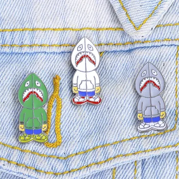 

30pcs/lot Cartoon Animals Backpack Pins Funny Shark Enamel Pins Lapel Pin Bag Brooches Hat Badge Ins Style Brooch N0222