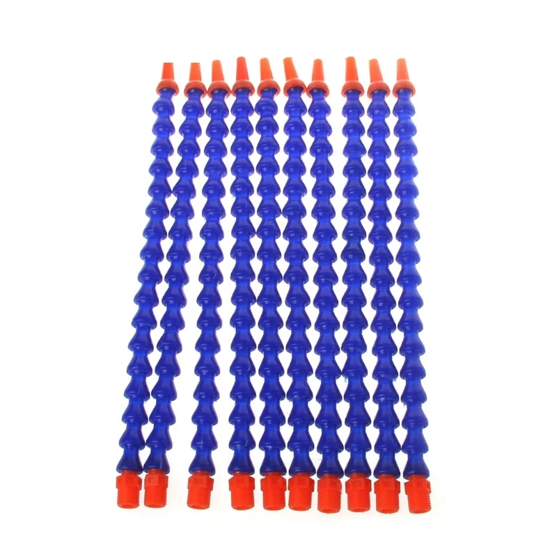 

10 Pcs Round Nozzle 1/4PT Flexible Oil Coolant Pipe Hose Blue Orange