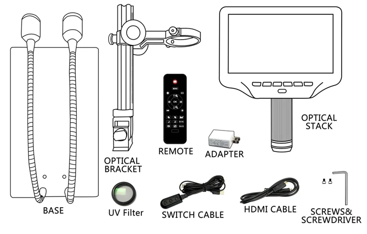 3D цифровой микроскоп HDMI 7 дюймов ЖК-дисплей Дисплей 270X HD отрегулировать УФ-фильтр объектива видеолупа мобильный телефон PCB SMT ремонт инструменты для пайки