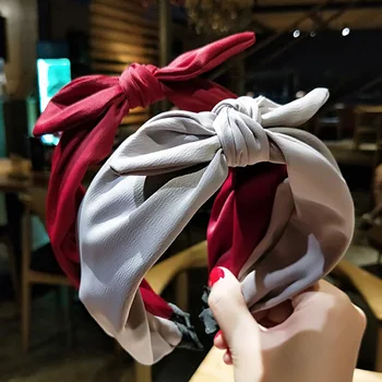 

Best-selling Anti-silk rabbit headband hair band Cloth edging 6 colors wild fashion knotted girl face wash headdress hair bows