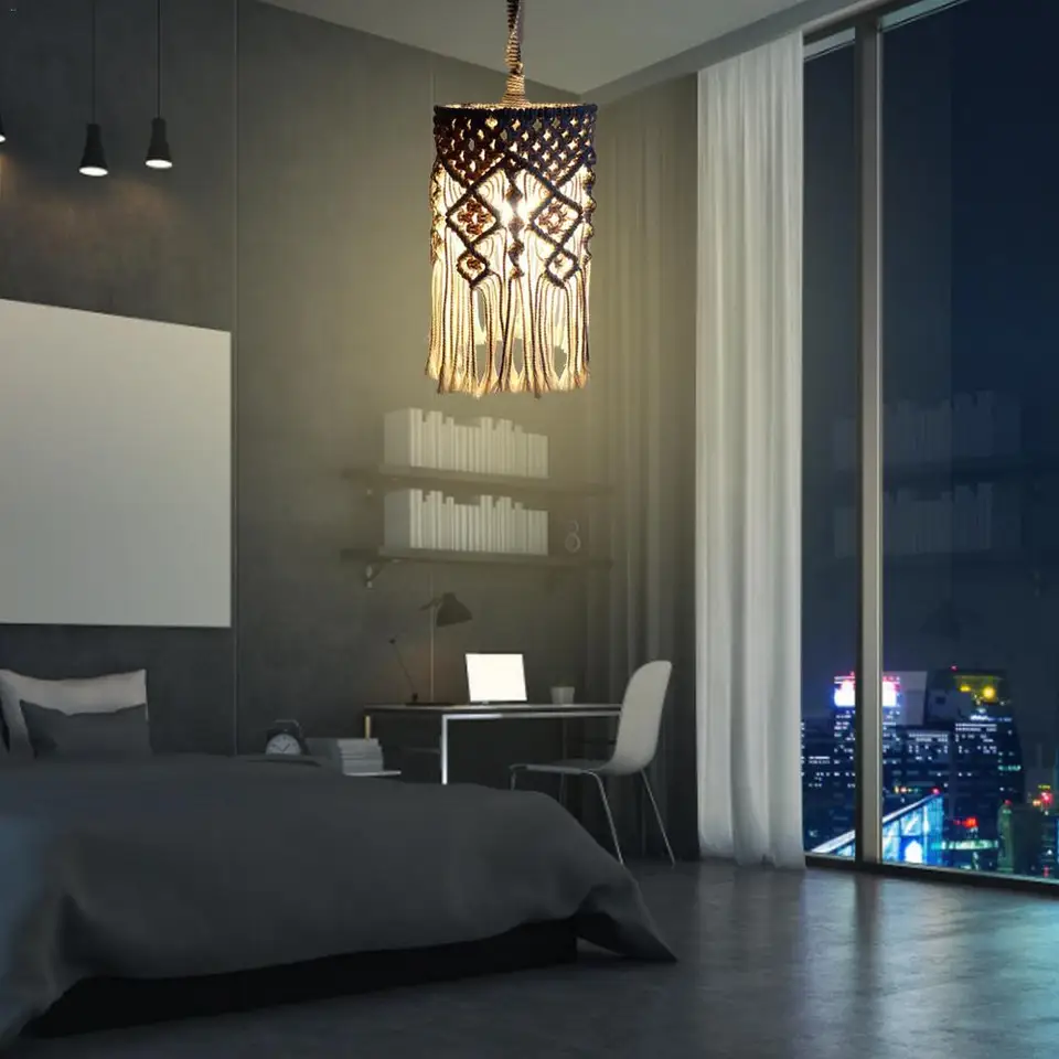 Bohemian Hand Knitted Lampshade Tapestry Wall Hanging Lamp Room