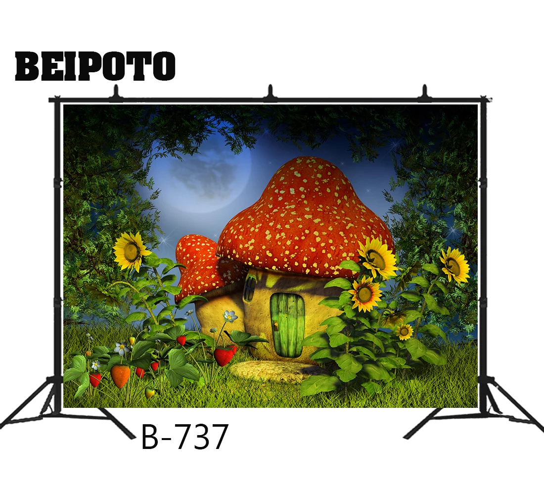Волшебный фон для фотосъемки сказочный лес фантазия гриб дом Роза Единорог