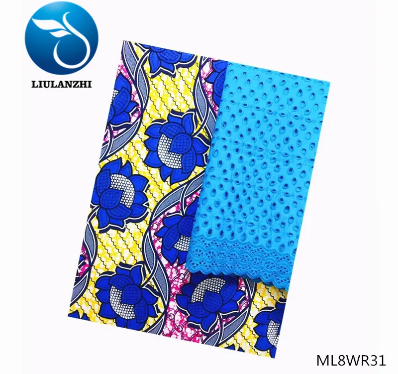 LIULANZHI африканская восковая кружевная ткань Топ комбинация Анкара восковая печать и нигерийские кружева вуаль ткань ML8WR30-ML8WR44