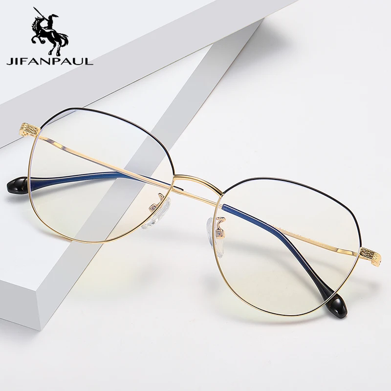 

JIFANPAUL Women Alloy metal Glasses Transparent Computer eyeglasses frame men frame Classic Round Reading Fashion glasses