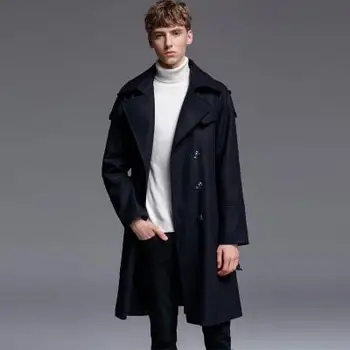 

New Causal Wool Coat Mens Luxury Double Breasted British Style Woolen Men Trench Jacket Plus Size 6xl Male Business Overcoat