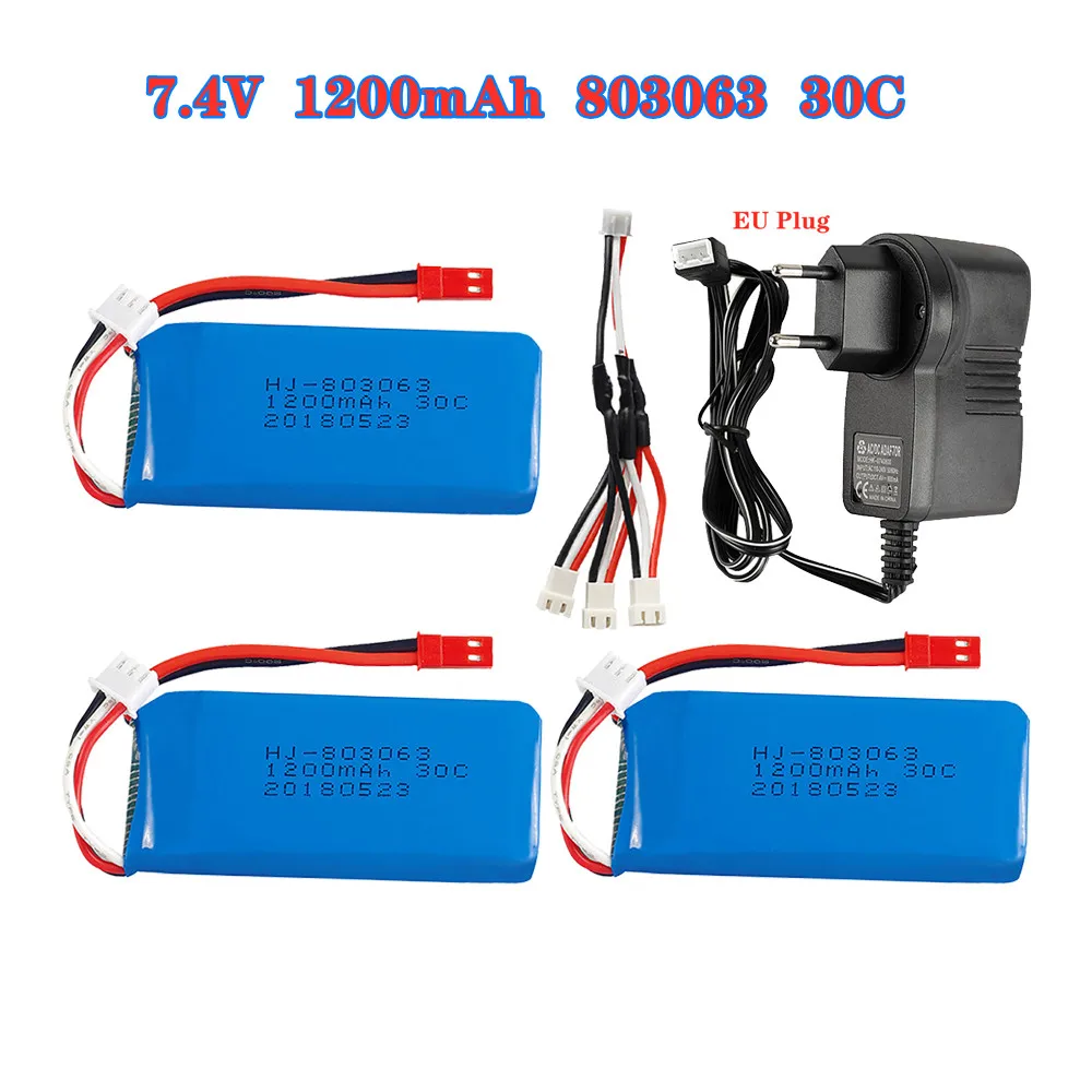 Аккумулятор 7 4 В 1200 мА · ч 803063 30C Lipo с зарядным комплектом для дрона Yi Zhang X6 H16 MJX X101
